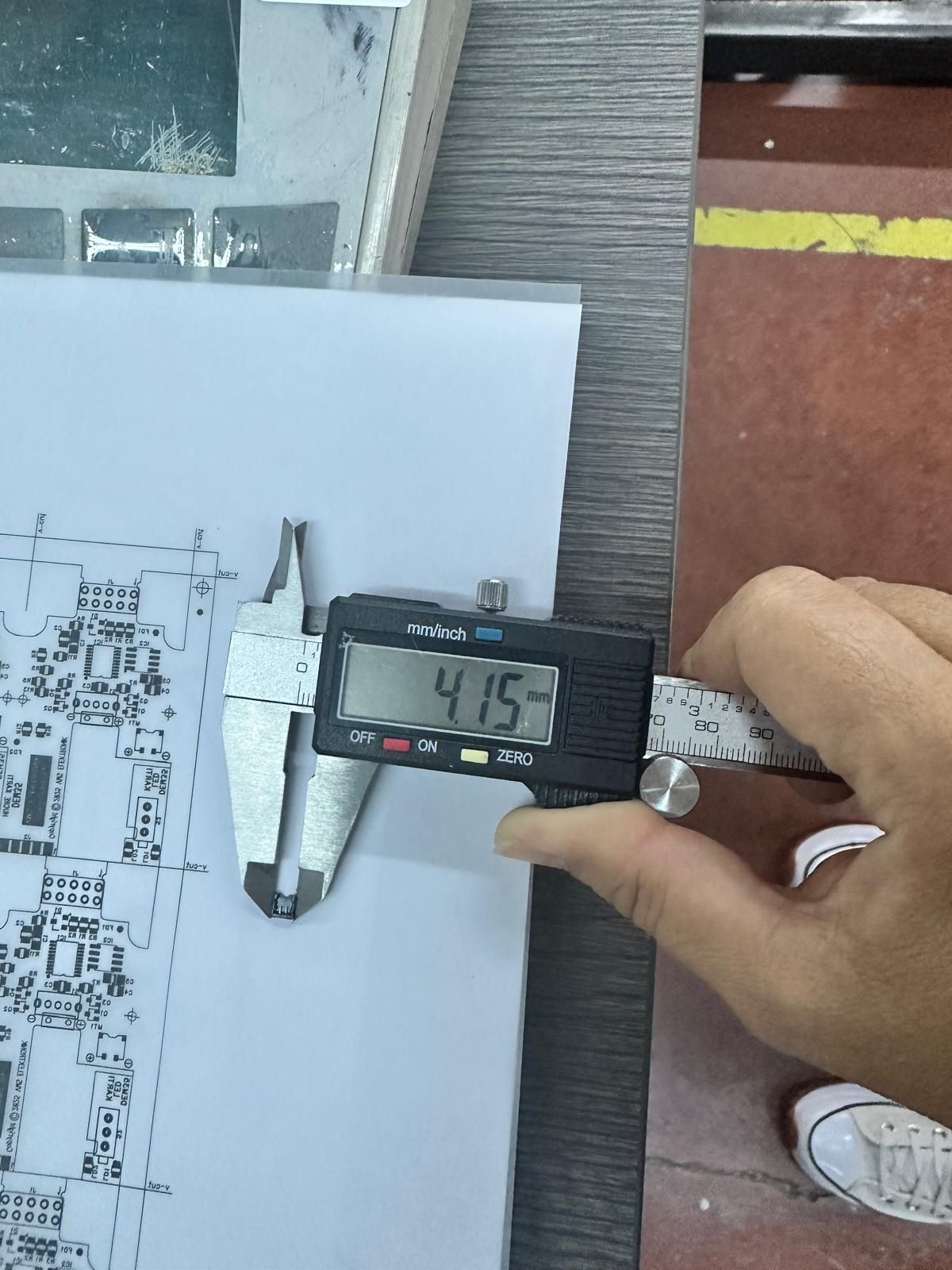 Connector dimensional check with caliper