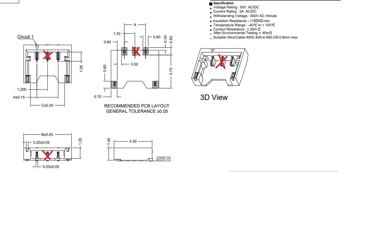 Micro motor socket and connector drawing for sample development