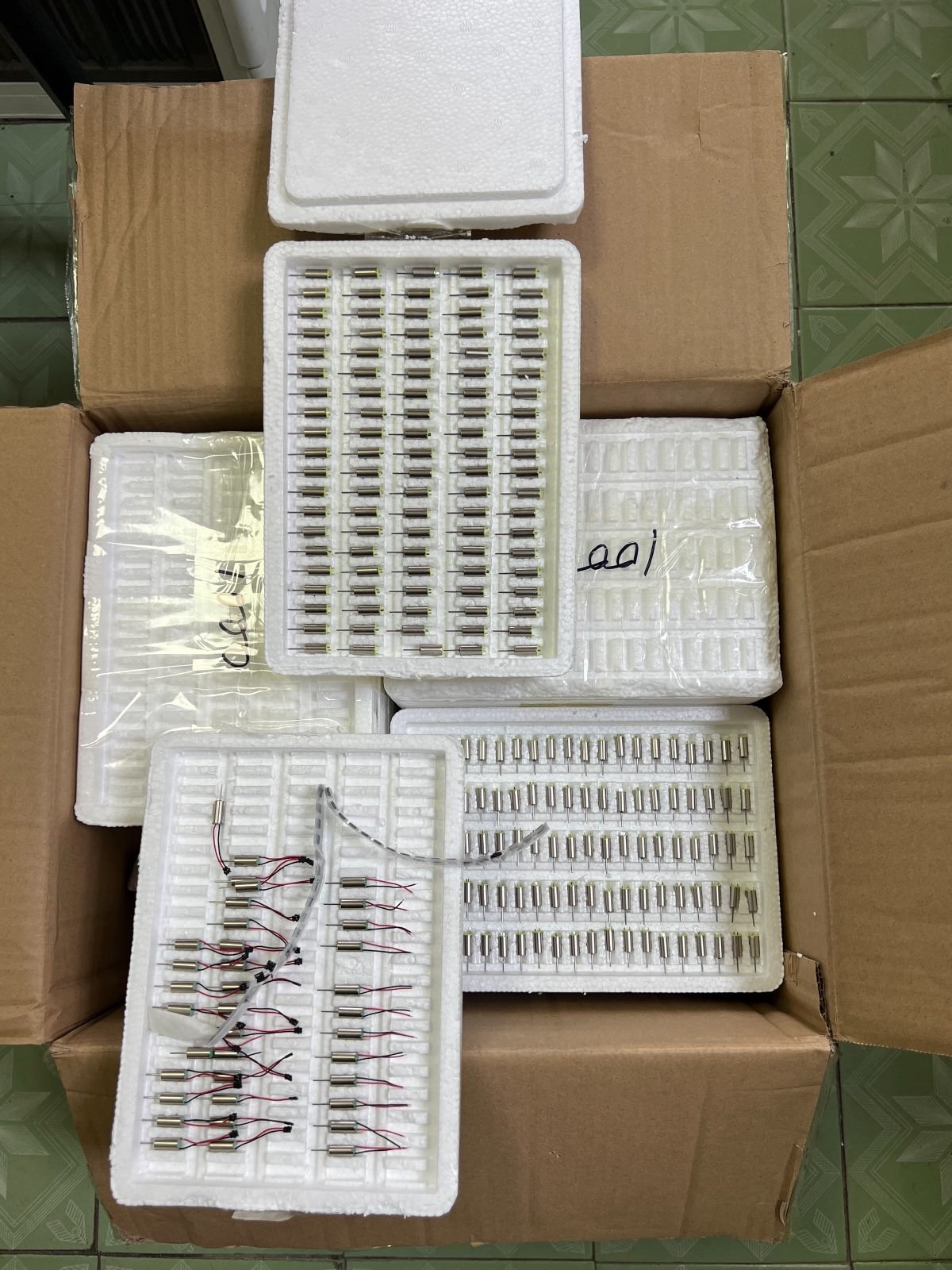 Packed micro motor batch before shipment