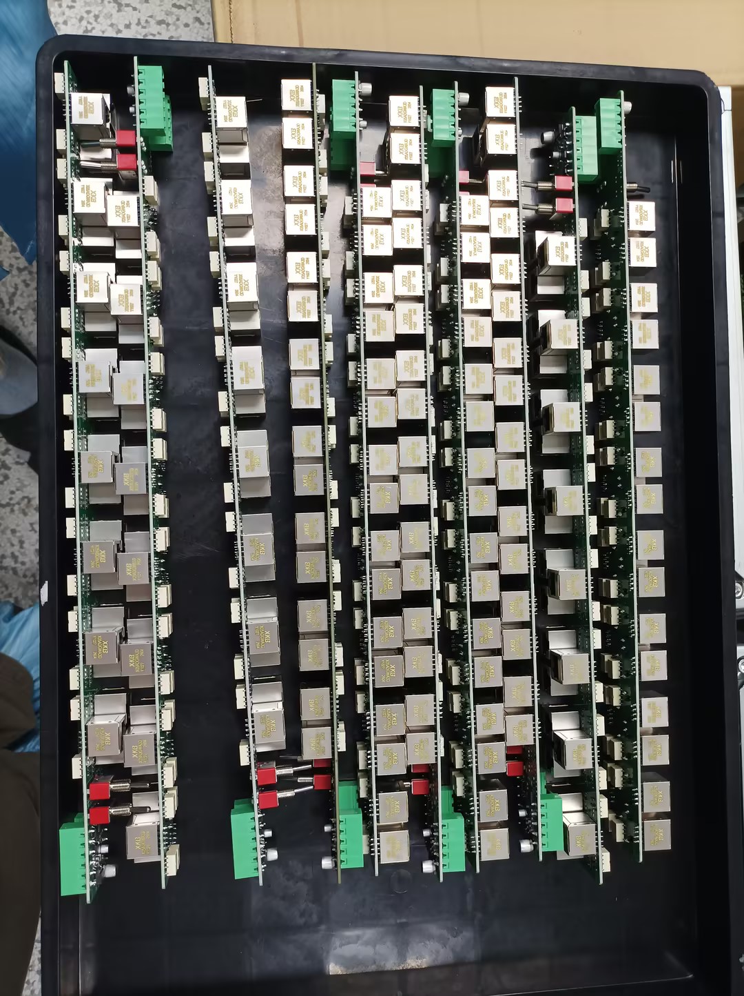 Industrial network device PCB boards prepared for assembly